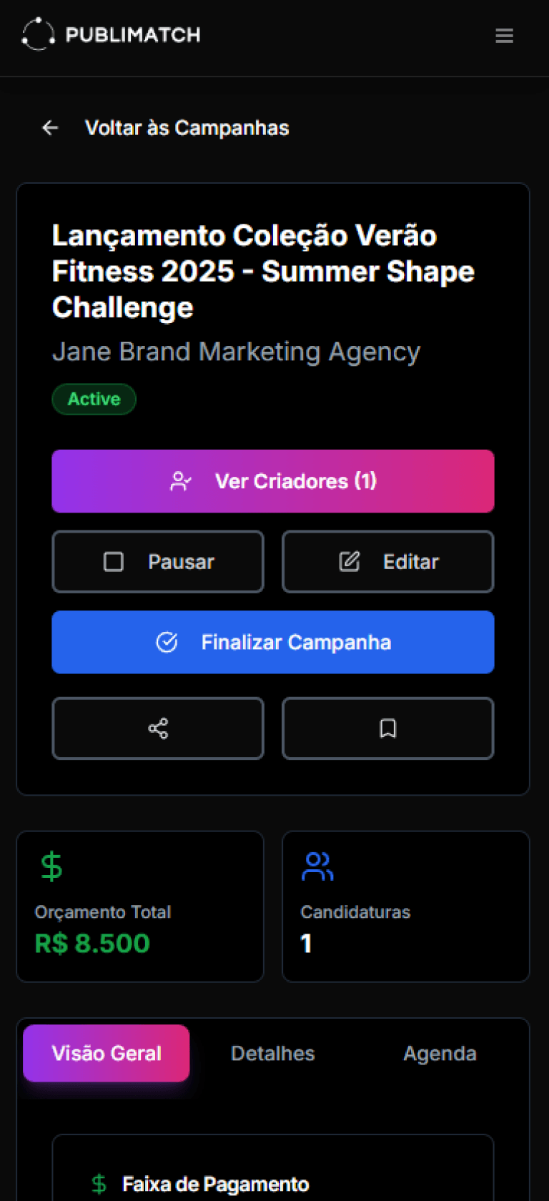 Detalhes da Campanha